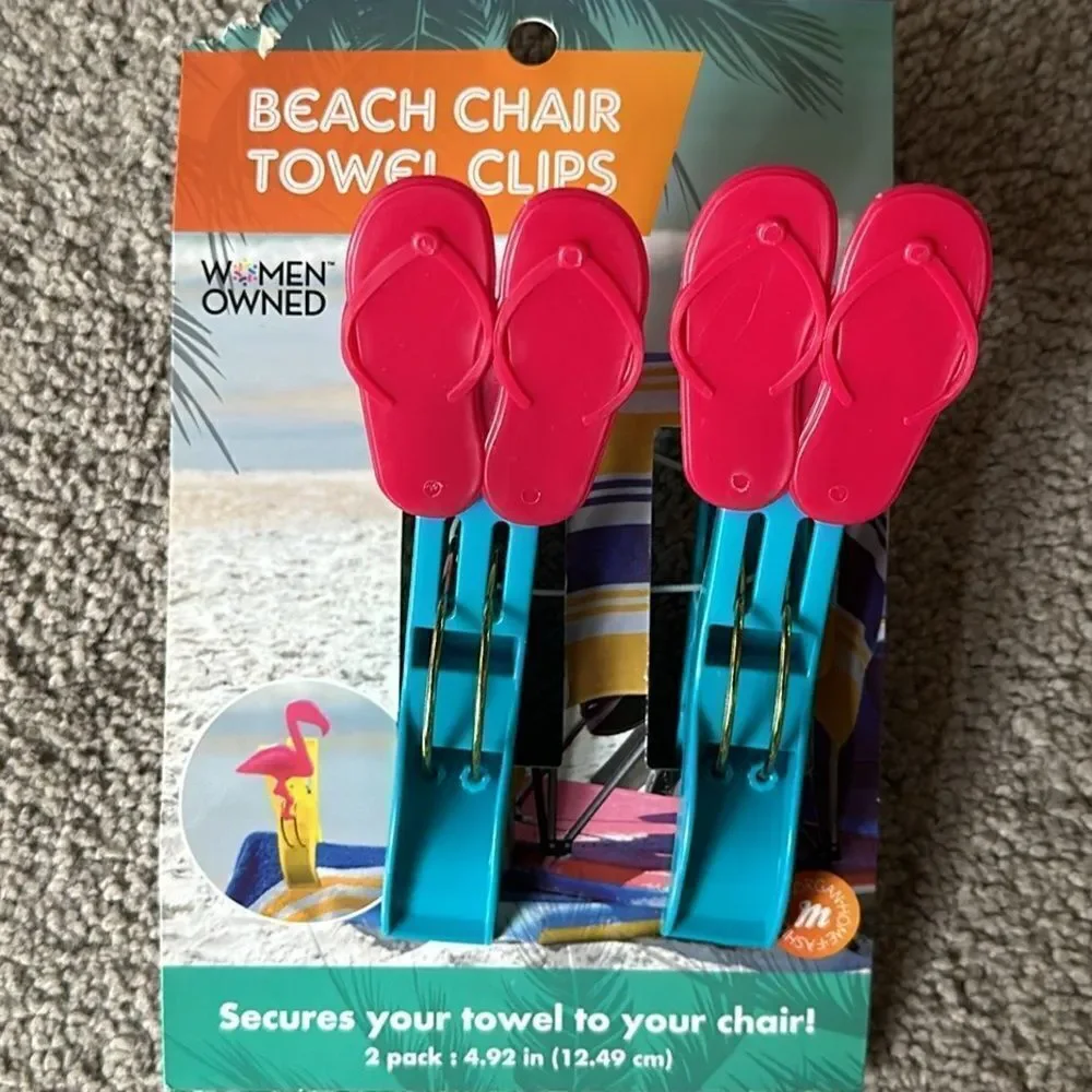 Morgan Home Fashions Beach Chair Towel Clips Set of Two in Flipflops